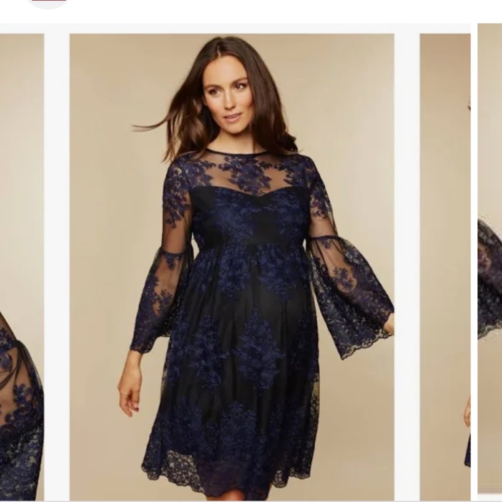 Motherhood Maternity Black and Blue Lace Dress